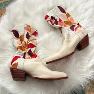 Momo New York x Anthropologie Embroidered Floral Cowboy Boots